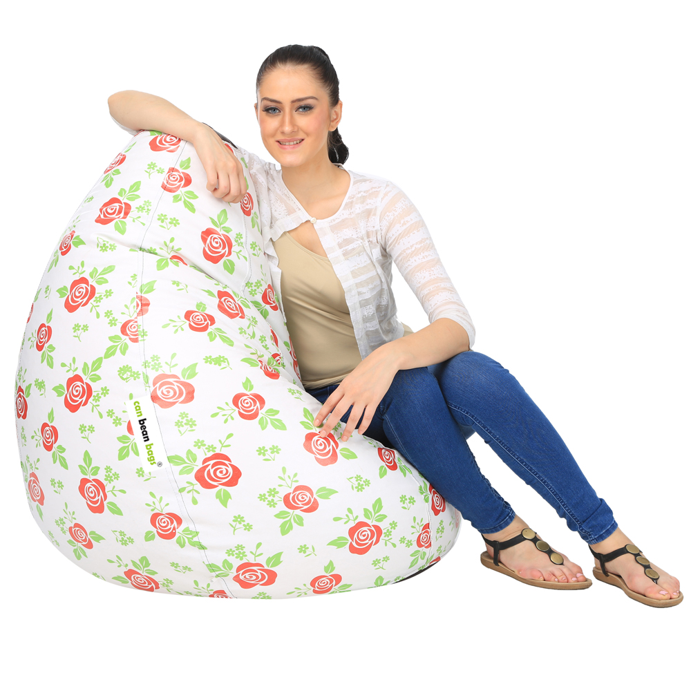 Orka Digital Printed XXXL Bean Bag Cover Without Beans (Red Rose) view 3
